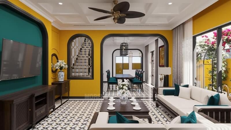 Mẫu kệ tivi phòng khách đẹp phong cách á đông