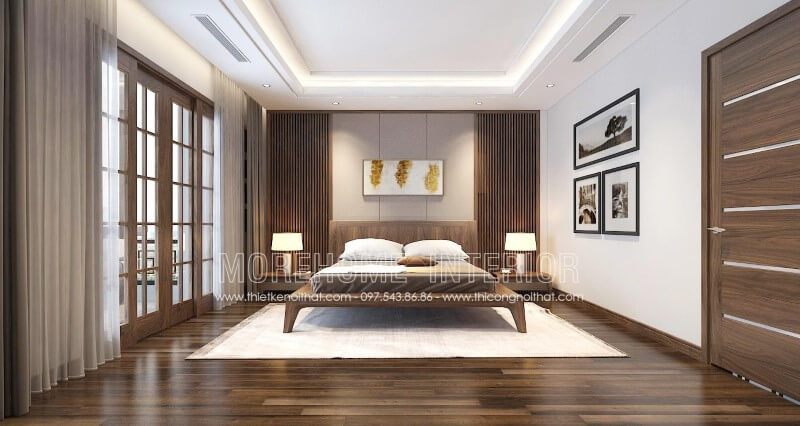 Cùng chiêm ngưỡng mẫu giường ngủ có chân bằng gỗ óc chó phong cách hiện đại sang trọng cho phòng ngủ này