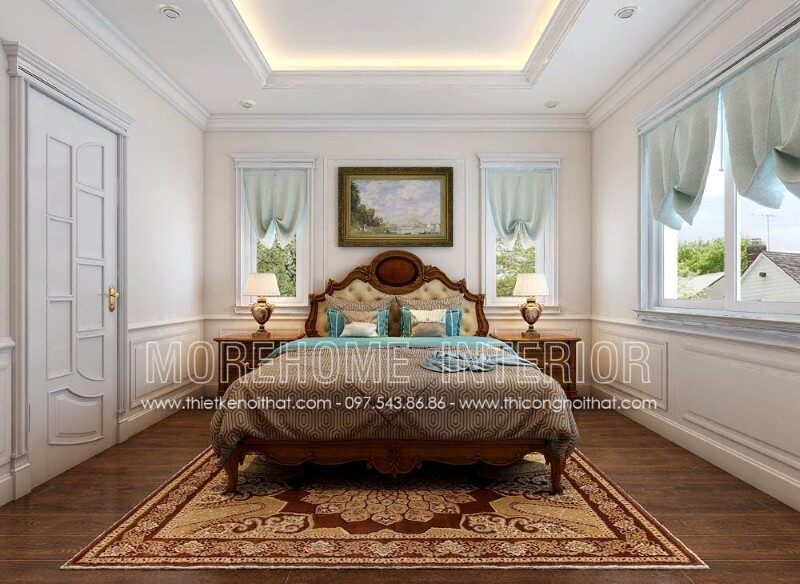 Gợi ý mẫu giường ngủ gỗ óc chó phong cách tân cổ điển sang trọng