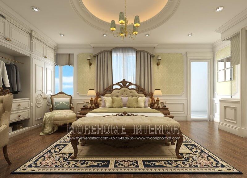 Siêu phẩm giường ngủ tân cổ điển bằng gỗ óc chó tuyệt đẹp do Morehome thiết kế và sản xuất. Liên hệ Morehome nếu bạn muốn sở hữu mẫu giường này.