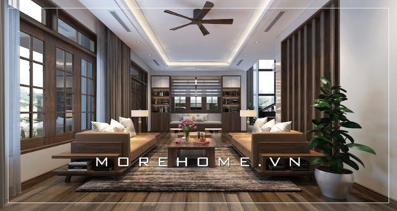 Bàn trà được thiết kế mang phong cách hiện đại góp phần giúp không gian phòng khách trở nên lịch sự, tiện nghi.