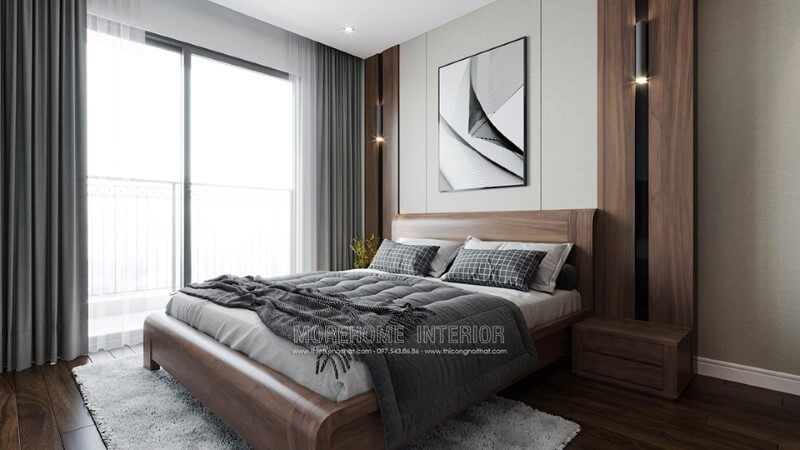 Giường ngủ gỗ óc chó hiện đại đẹp tinh tế cho chung cư tại hà nội