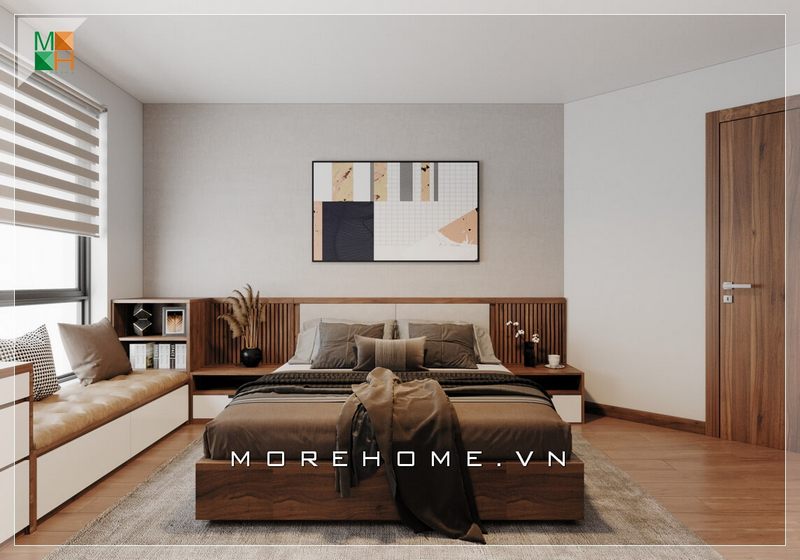 Mẫu thiết kế giường ngủ bằng gỗ tự nhiên kiểu dáng không chân cho phòng ngủ chung cư, nhà phố, biệt thự phong cách hiện đại