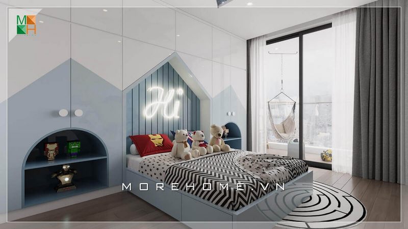 Mẫu giường ngủ hiện đại cho bé thiết kế thông minh rất tiện ích