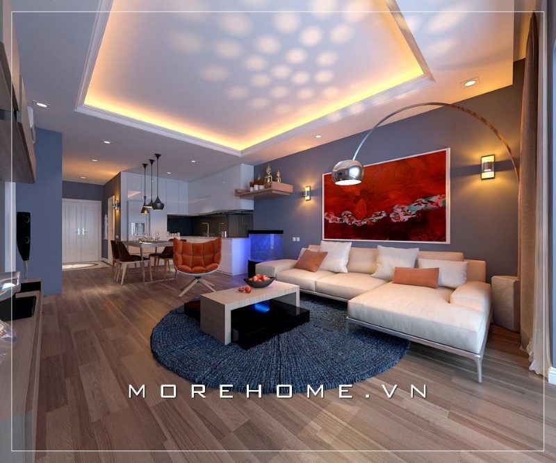 Mẫu thiết kế phòng khách của chung cư hiện đại làm hài lòng với những người xem bởi sự đẹp mắt và hút hồn.