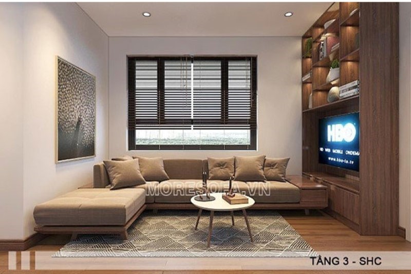 Mẫu sofa góc vải bố